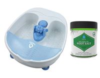 Pursonic Foot Spa Massager with Vibrating Bubbles & Tea Tree Oil Foot Salt Scrub with Epsom Salt 21oz Gift Set, Melts Away Stress and Revitalizes Tired Feet with Changeable Massage Attachment