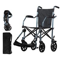 Ultralight Transport Wheelchair, 19” Wide Seat,Permanent Desk-Length Arms and Light Elevating Leg Rests for Seniors and Handicapped