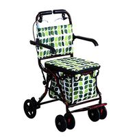 RenShiMinShop Old-Fashioned Shopping cart Foldable Step-by-Step Shopping cart with seat Four-Wheeled Grocery Shopping cart Adjustable Old cart (Color : Green, Size : 70cm55cm93cm)