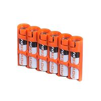 Storacell by Powerpax SlimLine AAA Battery Caddy, Orange, Holds 6 Batteries