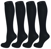 4 Pair Black Large/X-Large Extra Soft Compression Socks for Women and Men, Moderate/Medium Graduated Compression 15-20 mmHg. Therapeutic, Occupational, Travel & Flight Knee-High Hosiery (L/XL Black)