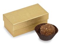 Set Of 24, Double Truffle Boxes Gold Embossed 3.25 X 1.5 X 1.25"- 2 Pc Box Great For Wedding Favors
