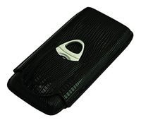 3 Cigar Case - Premium Cutter Included - Black Crocodile PU Leather