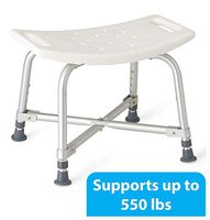 Medline Heavy Duty Shower Chair Bath Bench Without Back, Bariatric Bath Chair Supportsup to 550 Lbs