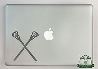 Lacrosse Sticks Vinyl Decal Sized to Fit A 11" Laptop - Silver Metallic