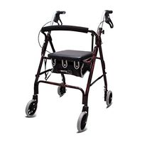 ZWJ-Rolling Walkers Walker, Four-Wheeled Walker with seat, Height Adjustable, Light Foldable, Non-Slip (Color : Black)