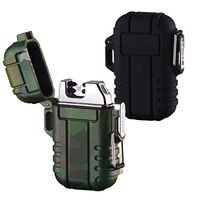 Waterproof Double arc Lighter, USB Rechargeable Portable Windproof and fireless Plasma Camping igniter (Two-Pack)(Camouflage+Black)