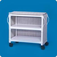 Deluxe Linen Cart with Two Shelves - LC362BM - Blue Mesh Cover