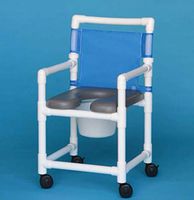 Comfort Shower Chair with Commode Pail and All Locking Casters