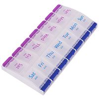 QiaoShiRen 14 Slot Pill Case Weekly Pill Organiser,Pill Box Push Button Prescription Medicines Dispenser& Medication Storage Case