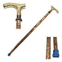 Eve.Store Wood Walking Stick T Shape Brass Handle, Walking Cane