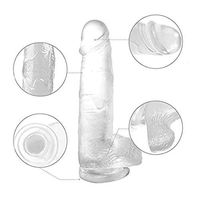 8 inch Dīldɔ Flexible Real Skin Transparent Wand for Women Couple