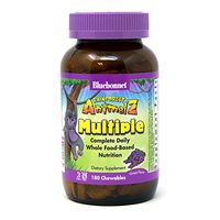Bluebonnet Nutrition Rainforest Animalz Whole Food Based Multiple Chewable Tablets, Kids Multivitamin & Mineral, Vitamin C, D3, Iron, Gluten Free, Milk Free, Kosher, 180 Chewable Tablets, Grape Flavor