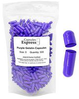 Capsules Express- Size 0 Purple Empty Gelatin Capsules 500 Count - Kosher and Halal Certified - Gluten-Free Pure Bovine Gelatin Pill Capsule - DIY Powder Filling