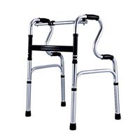 F&T Collapsible Walker, Walking Support Tool, Disabled Crutches, Elderly Medical Equipment, Lightweight Four-Legged Walking Stick (Color : Silver)