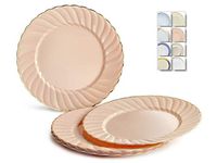 " OCCASIONS" 60 Plates Pack, Heavyweight Wedding Party Disposable Plastic Plates (7.5'' Appetizer/dessert plate,Blossom in Blush & Gold)