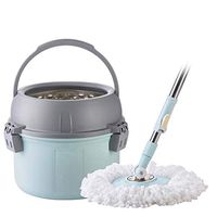 Mop Deep Cleaning Household Stainless Steel Hand-Washing Pressure Automatic Rotation Dump Water Bucket Bucket Bucket Suitable For Home School Office, Etc,Blue