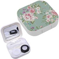 Portable Contact Lens Case Box Travel Kit Mirror + Bottle + Tweezers Container Holder [ Lassic Vintage Flower ]