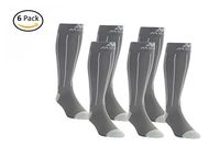 6 Pair Mojo Grey with Light Grey Stripes 20-30mmHg Knee High Compression Socks - Moisture Wicking Coolmax Material & Terry Foot - Firm Graduated Medical Compression 20-30mmhg…
