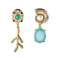 Fashion Delicate Sea Snail Shape Asymmetrical Earrings Alloy Stud Earrings Accessory Jewerly Fine Women Bright Designer Novelty Pendant Prom Pretty Bangle