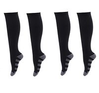 MojaSports Graduated Compression Socks (2 Pair) Athletic Medical Sports Stockings. (CSX) (Black/Gray Stripes, Small/Medium)