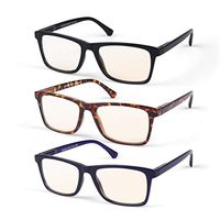 HINDAR PANDA 3 Pairs Reading Glasses Blue Light Blocking,Spring Hinge Readers for Men Amber Tint Anti UV Digital Eyestrain (3 Pack Mix Color, 2.0)