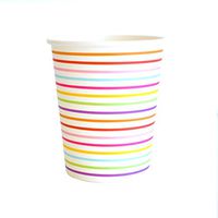 Illume Partyware Celebrate Happiness Rainbow Stripe Cup - Pack of 10