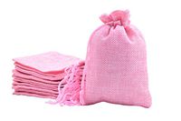 Sansam 25pcs 13.0cmx17.0cm/5.2''x6.8'' Pink Burlap Gift Bags Draw String Hemp/Hessian Bags, Jewelry Packing Pouches,Wedding Favor Gift Bags