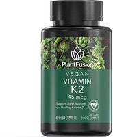 PlantFusion K2 Vegan Vitamin 45 mcg | Bone Building and Healthy Arteries Support, Plant Based, Gluten and Soy Free, Dietary Supplement, 2 Month Supply, 60 Vegan Capsules