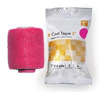 Cast Tape 2" x 4 yds. 10 Rolls of Fiberglass Casting Tape for immobilization of Upper and Lower Extremities. Pink Color. Water-Activated Resin. Porous Weave. Latex-Free.