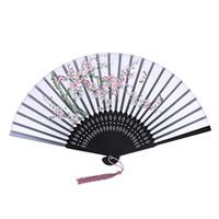 Chinese Retro Style Fan,Hand Held Fans Silk Bamboo Folding Fans Handheld Folded Fan for Church Wedding Gift, Party Favors, DIY Decoration