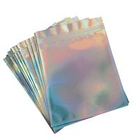 Exceart Flat Ziplock Holographic Rainbow Laser Double-Sided Storage Bags for Candy Gifts 100pcsï¼ˆ7.5x12cmï¼‰