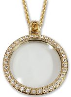 ToolUSA 2x Golden Magnifier Pendant With Faux Gemstones: MG-15073