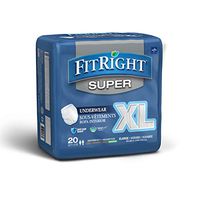 FitRight Super Adult Incontinence Underwear, Maximum Absorbency, X-Large, 56"-68", 4 Packs of 20 (80 Total)