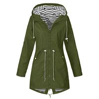 CrazyFashion Women Jacket Plus Size Hooded Windproof Loose Coat Outdoor Sport Green