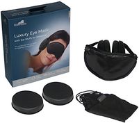 Ear Muffs for Sleeping with Sleep Mask Black. Soft & Luxurious Mask, Satin Exterior, Removable Ear Cups Reduce Noise By Approx 15-20db Nrr.