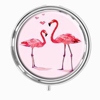 Youroom Pink Flamingo Love Custom HOT Sales Stainless Steel Round Pill Box Medicine Vitamin Organizer Holder Decorative box