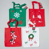 GIFT BAG CHRISTMAS 12X13X8.25IN NON-WOVEN ASST PRINTS RED/GRN/WH