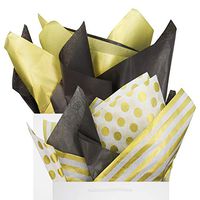 Black & Gold Tissue Paper Gift Wrapping 60 Sheets Set, 26” x 20”, Metallic Gold Polka Dots & Stripes, Recyclable Bulk, Perfect for Christmas Gift Wrapping, Bachelorette, Graduation, by BllalaLab