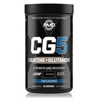 PMD Sports CG5 - Premium Creatine and L Glutamine Formula - Maximum Strength Power Recovery, Build Lean Muscle, Increase Workout Performance - Pre Workout and Post Workout - Unflavored (60 Servings)
