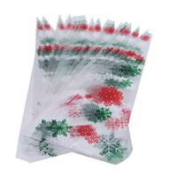 MOONQING 50Pcs Cone Cellophane Bags Christmas Snowflake Clear Triangle Treat DIY Gift Bags for Candies Sweets Cookies Snack