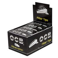 OCB Filter Tips Box 25 Booklets x 50 Sheets Black