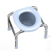 BINZHI Elderly Bedside Commode Chair Stainless Steel Home Simple Toilet Stool Can Be Adjusted Height Blue Bedside Toilet (Size : 36cm)