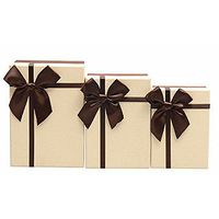 Drasawee Gift Boxes with Lids 3 Assorted Sizes Beige Cover Brown Botton