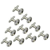 10pcs Craft Metal Blank Round Bezel Setting Base 12mm Pad CuffLinks Findings Trendy Accessory Gift Designs Beauty Cufflinks Casual Men Stylish Novelty