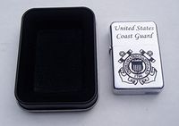 United States Coast Guard Chrome Plated Brass Refillable Lighter in Black tin case