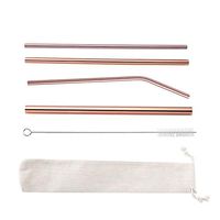 Metal Straw Set with Cleaning Tool and Storage Tool Reusable Rust Pipette 0.6/0.8/1.2 Diameter Suitable for Restaurants, Bars, Travel, Etc. (Color : Pink, Size : Package)