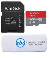 SanDisk 400GB SDXC Micro Ultra Memory Card and SD Adapter Bundle Works with Samsung Galaxy S10, S10+, S10e Phone Class 10 (SDSQUAR-400G-GN6MA) Plus (1) Everything But Stromboli (TM) Combo Card Reader