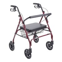 Drive Heavy Duty Bariatric Rollator Rolling Walker with Large Padded Seat, Red, Model - 10215RD-1