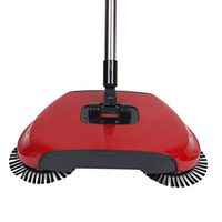 NHSURAY Automatic Hand Push Sweeper Broom Household Cleaning Without Electricity Dustpan Trash Bin (Red)